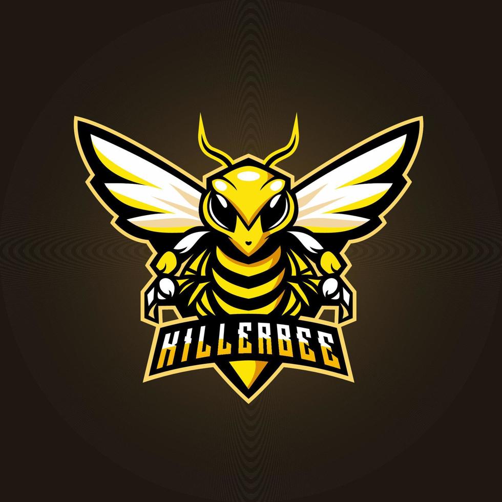 personaje de logotipo de esport de abeja enojada vector