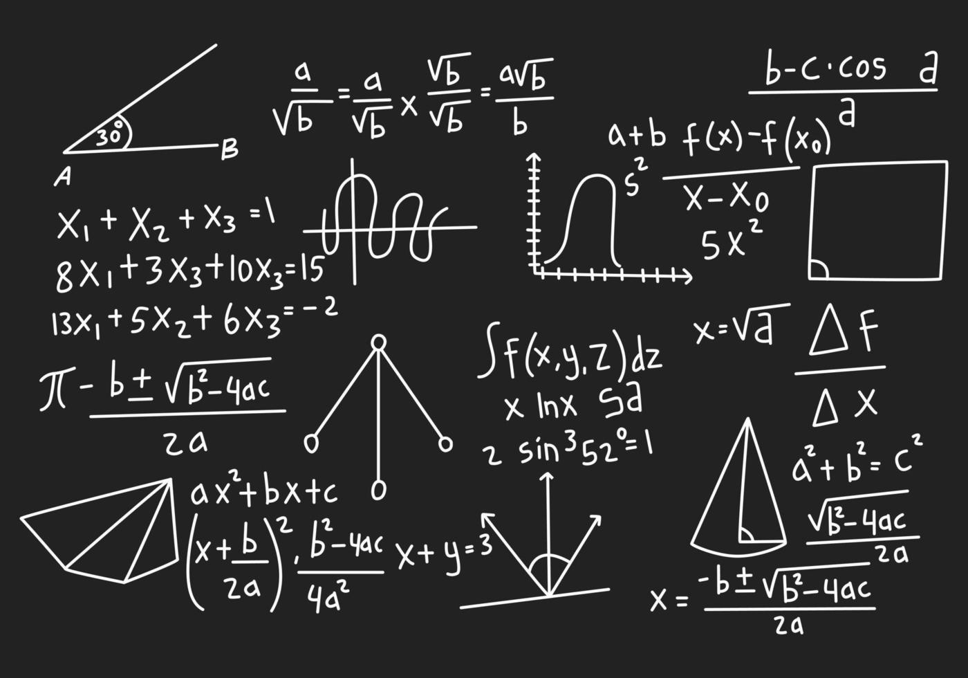 ilustración de fondo de pizarra de matemáticas realista de vector