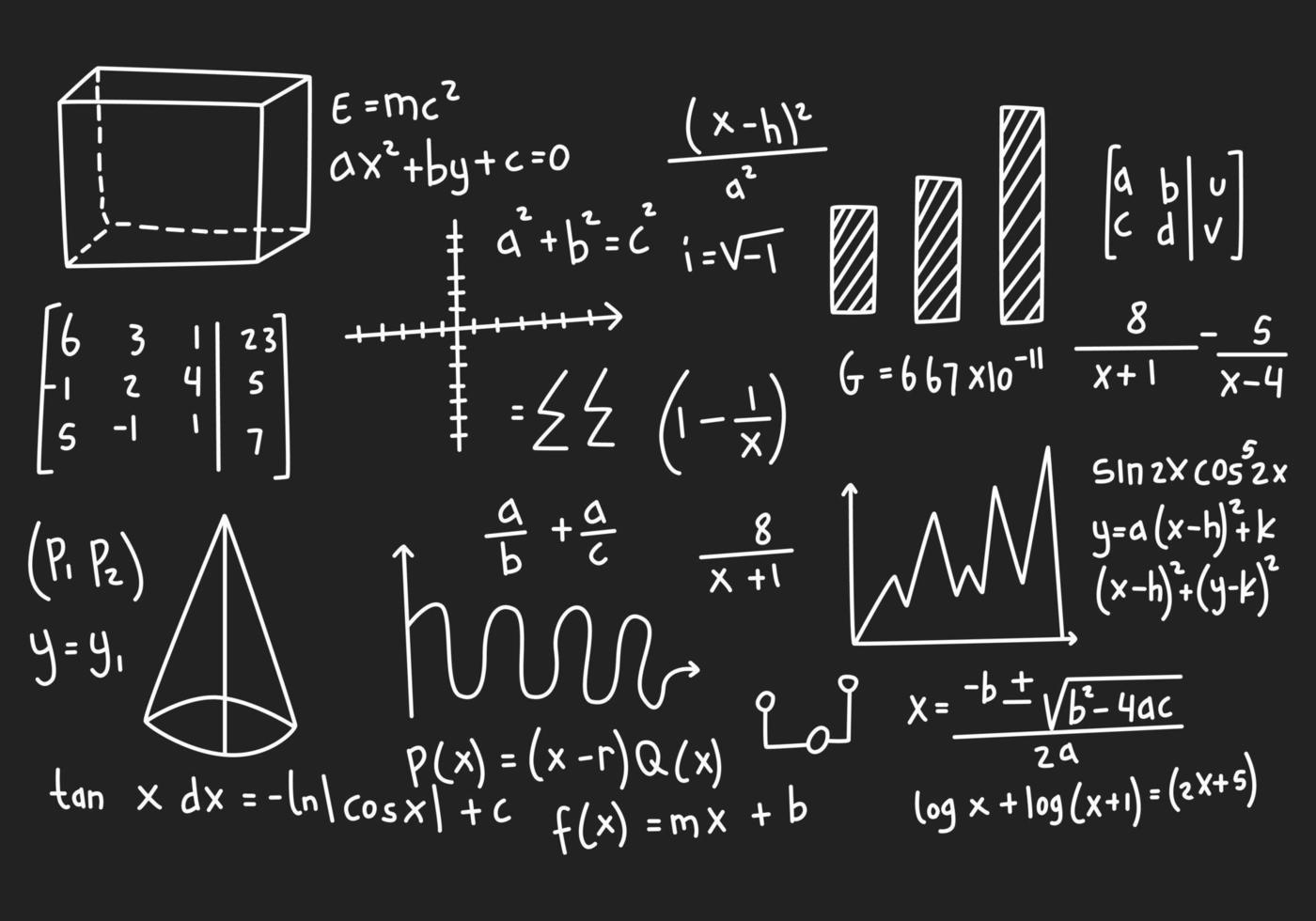 Vector realistic math chalkboard background illustration