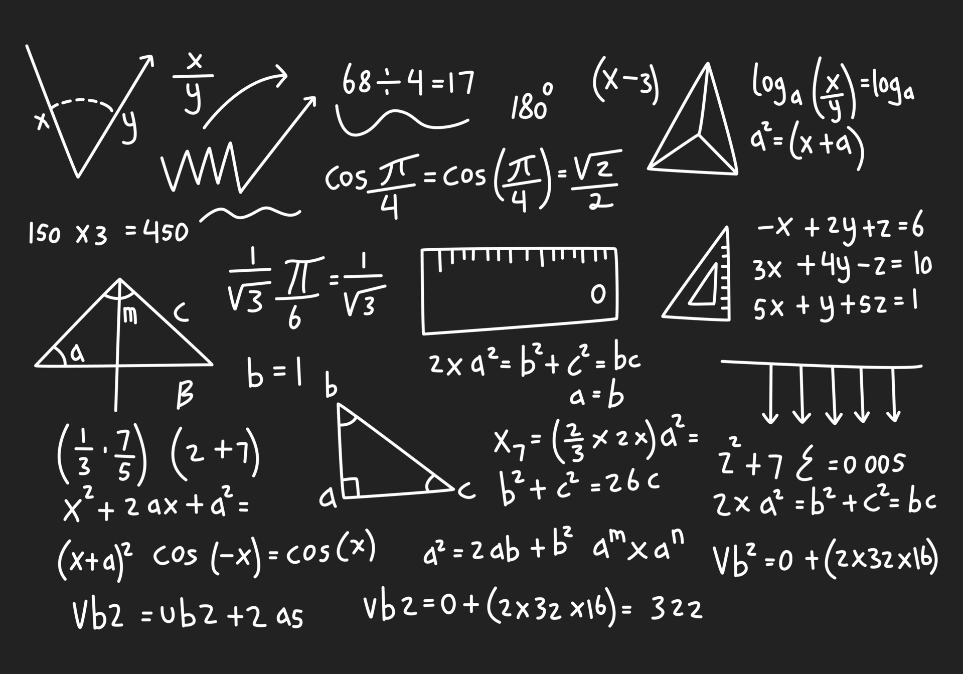 Vector realistic math chalkboard background illustration 17198734 ...