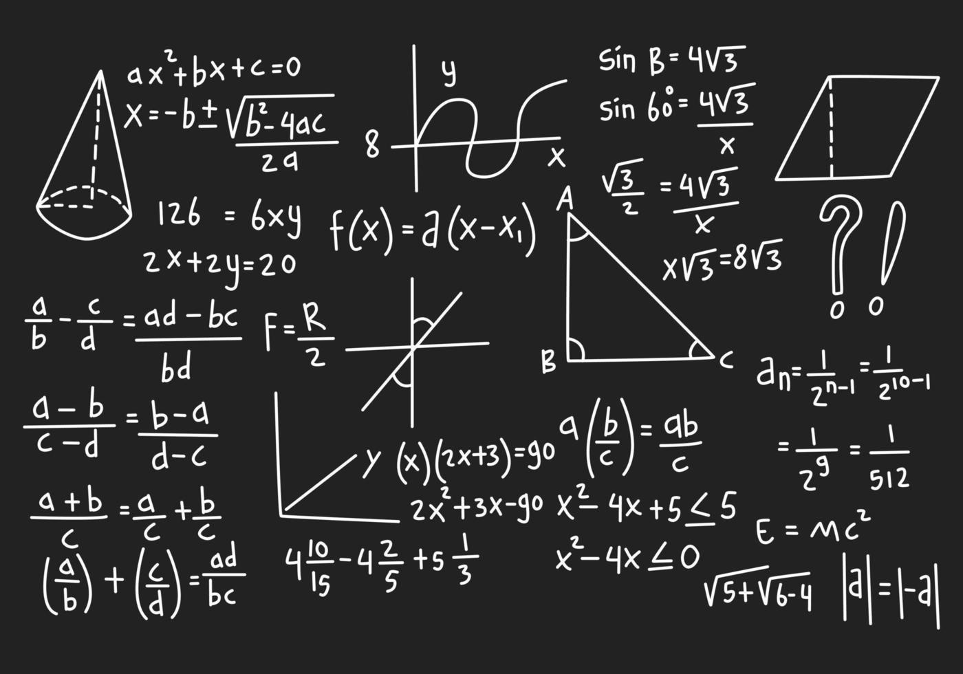 ilustración de fondo de pizarra de matemáticas realista de vector