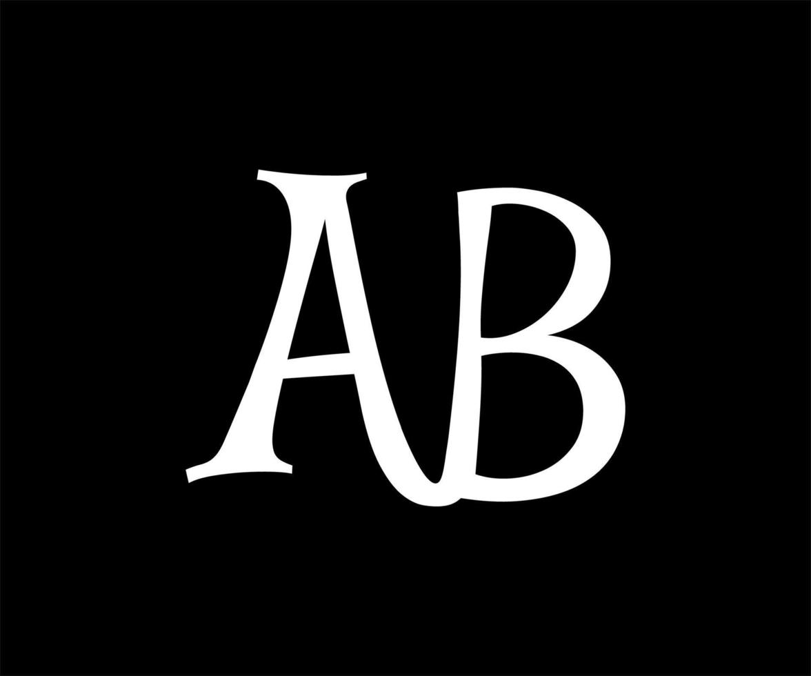 letras ab logotipo conjunto diseño del logotipo del alfabeto. diseño de logotipo de letra ab creativa en blanco y negro vector