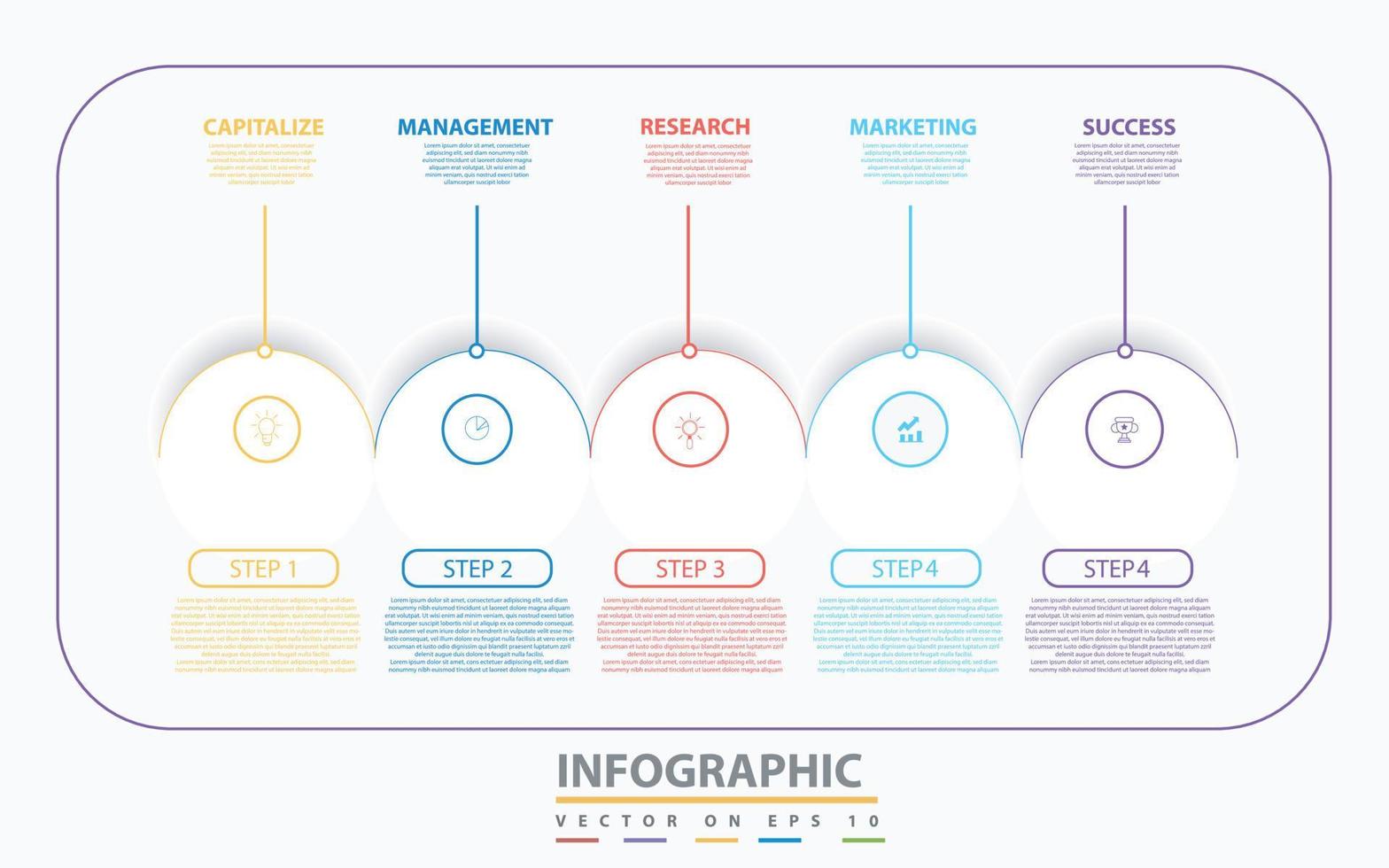 Infographic template for business. 5 Steps Modern Timeline diagram with progress arrows, presentation vector infographic.