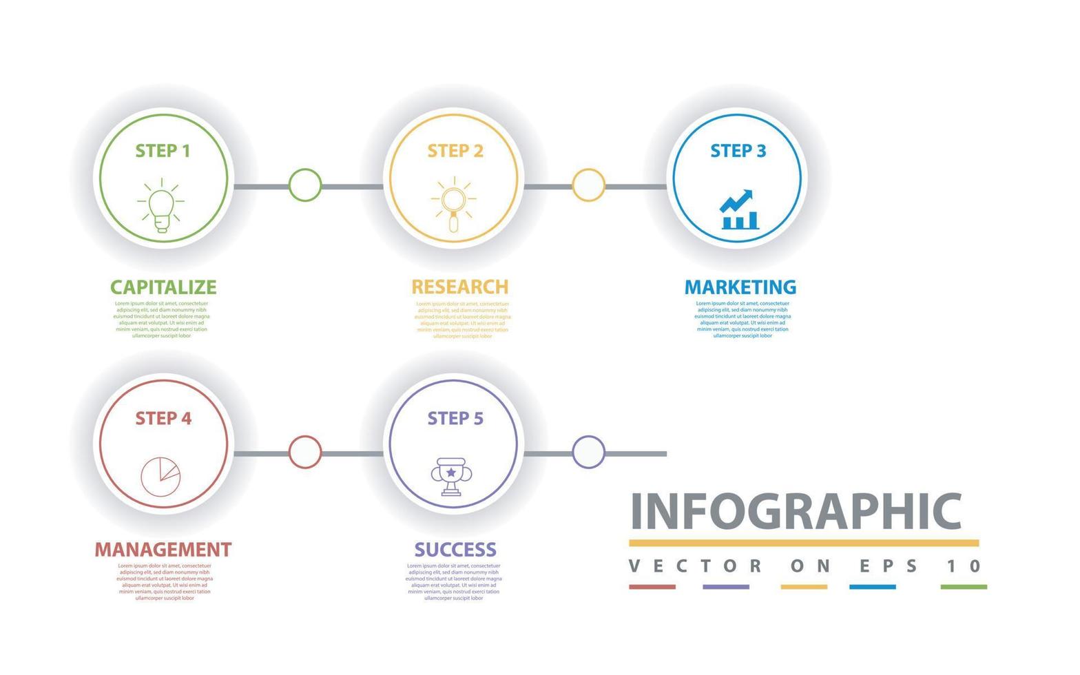 Infographic template for business. 5 Steps Modern Timeline diagram with progress arrows, presentation vector infographic.