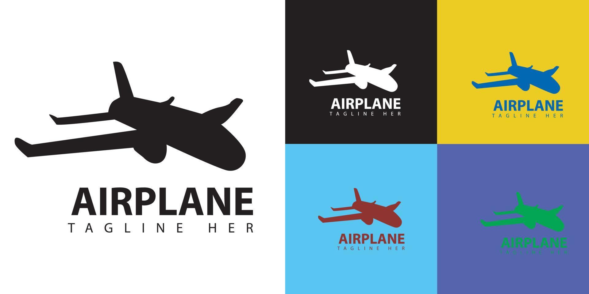 vector de logotipo de avión simple con fondo de varios colores