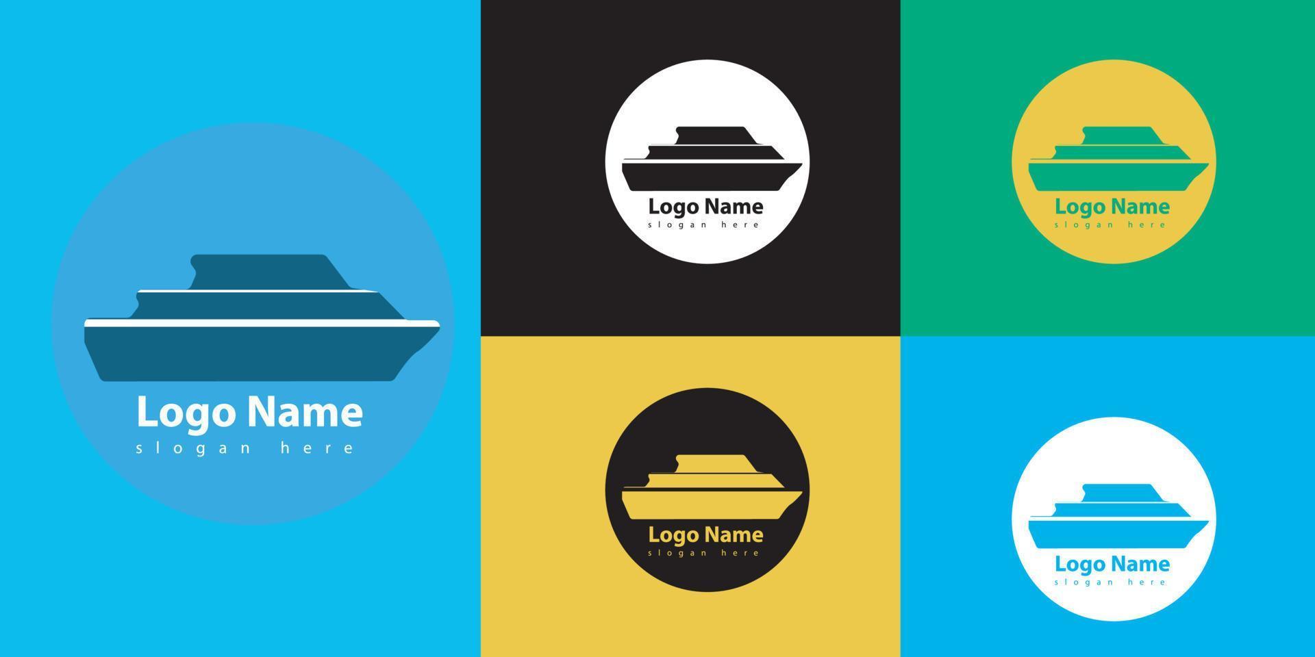 vector de logotipo de barco de pasajeros minimalista con varias plantillas de color