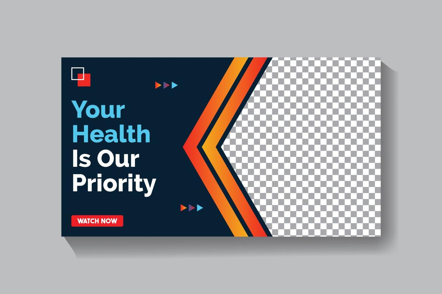 Medical healthcare video thumbnail and web banner template design vector