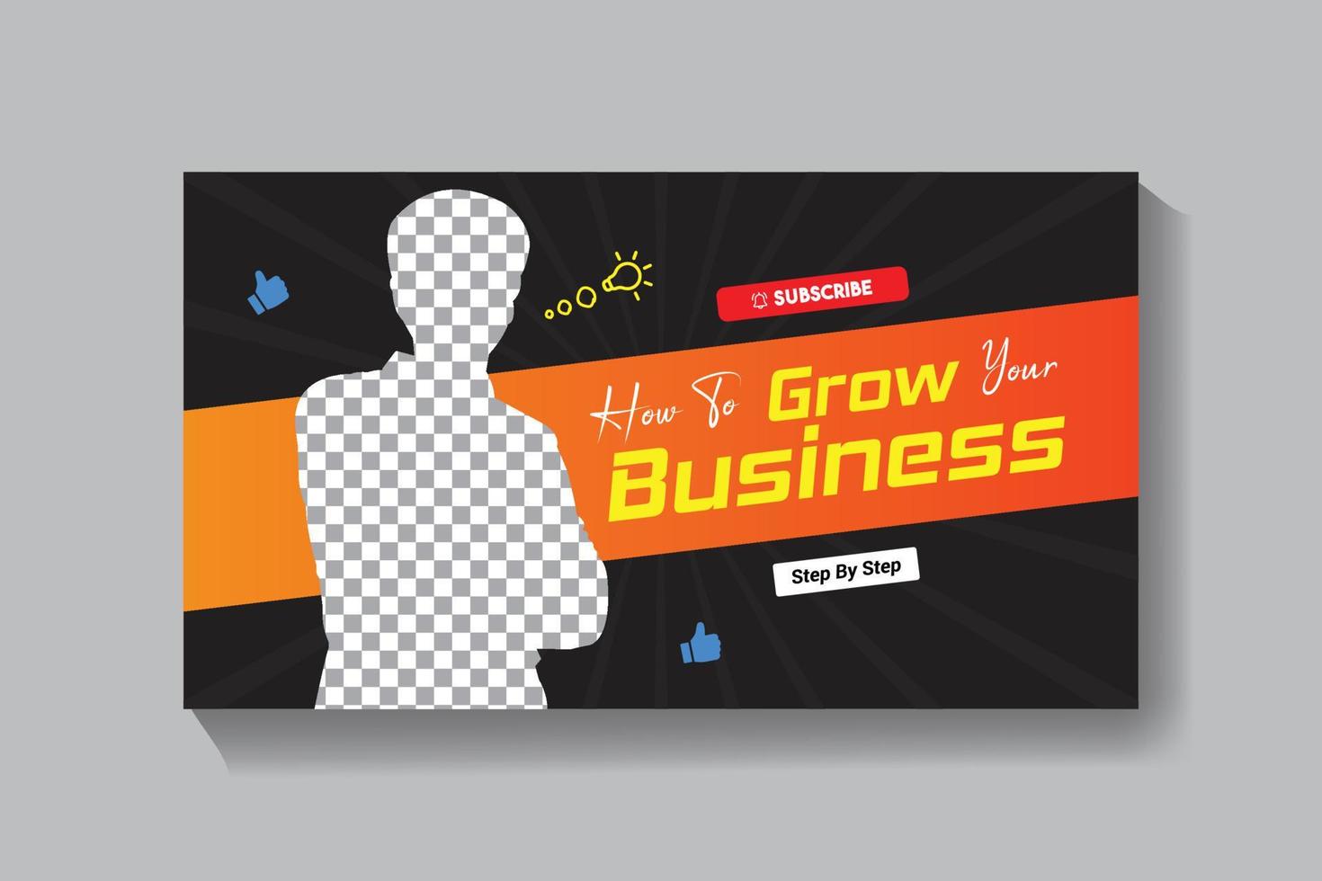 Business grow video thumbnail and web banner template design vector