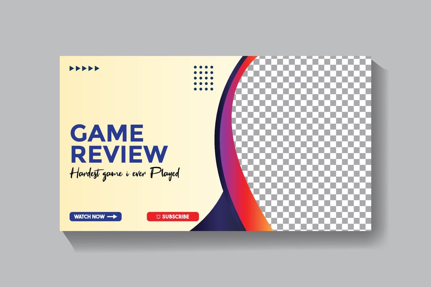 Game review video thumbnail and web banner template design vector