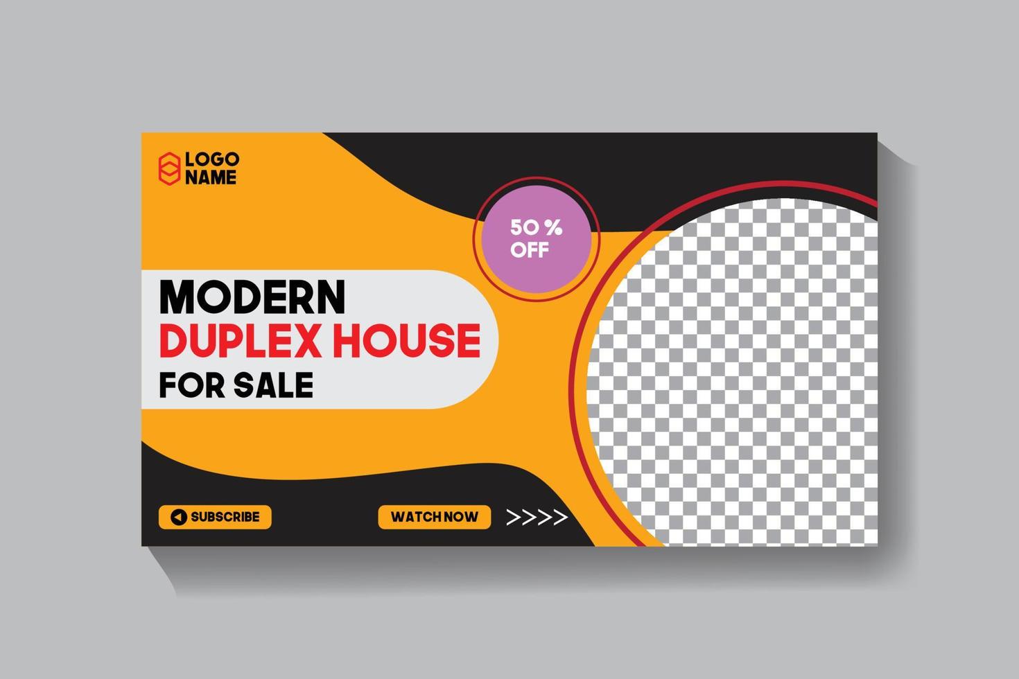 House sale video thumbnail and web banner template design vector