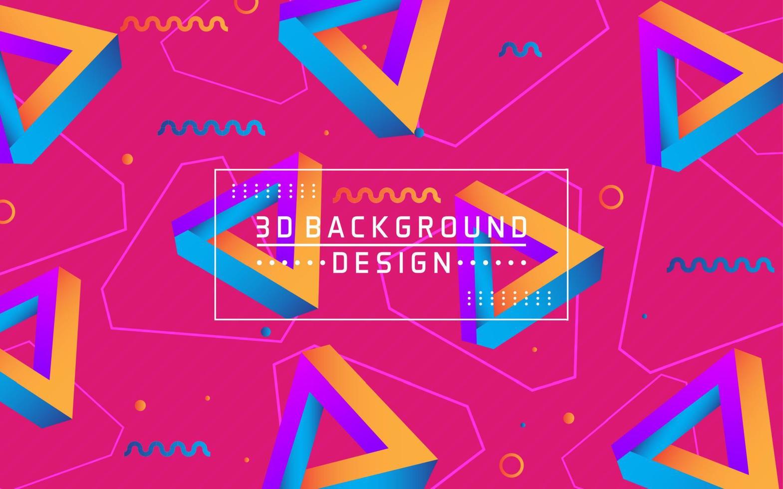 Abstract modern 3d triangle geometric with colorful background vector