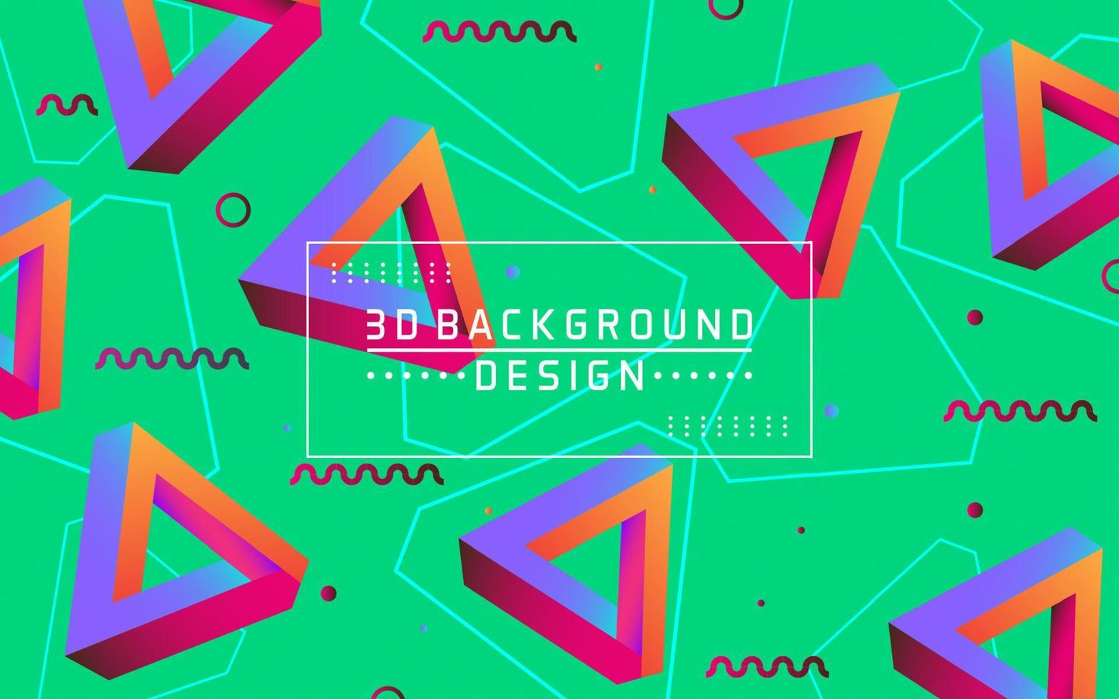 Abstract modern 3d triangle geometric with colorful background vector