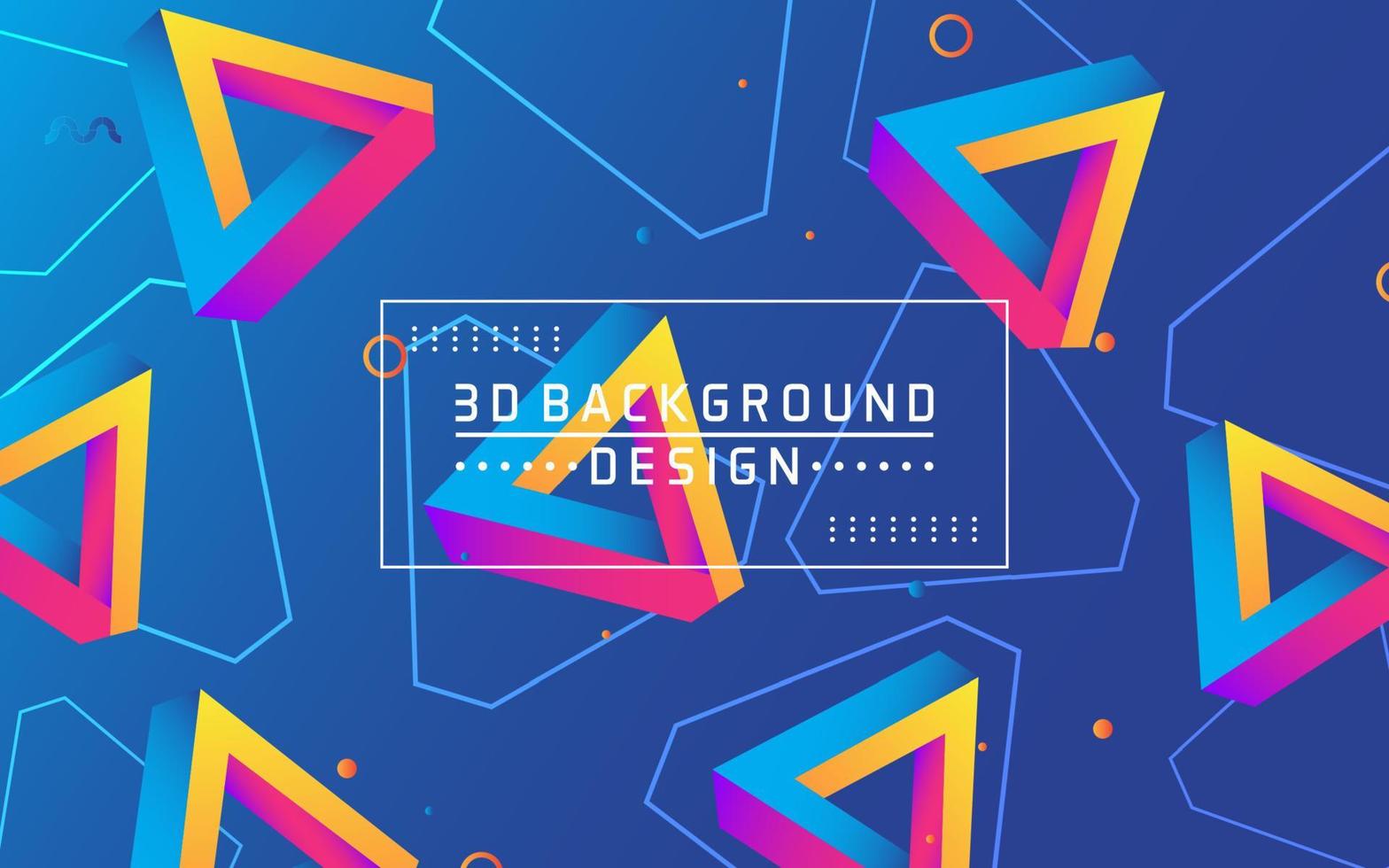 Abstract modern 3d triangle geometric with colorful background vector