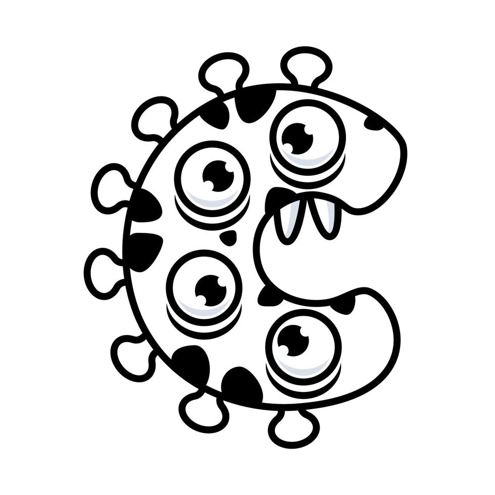 Monster Alphabet Coloring Book. Latin letters with faces. English alphabet coloring pages for kids with funny and sad monsters. Funny alphabet cartoon characters vector font. Vector illustration