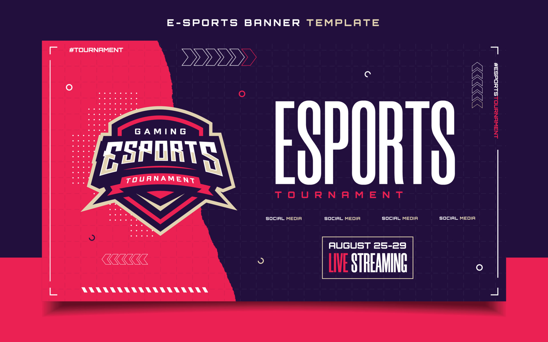 Esports Gaming Flyer Template with Logo for Social Media Banner