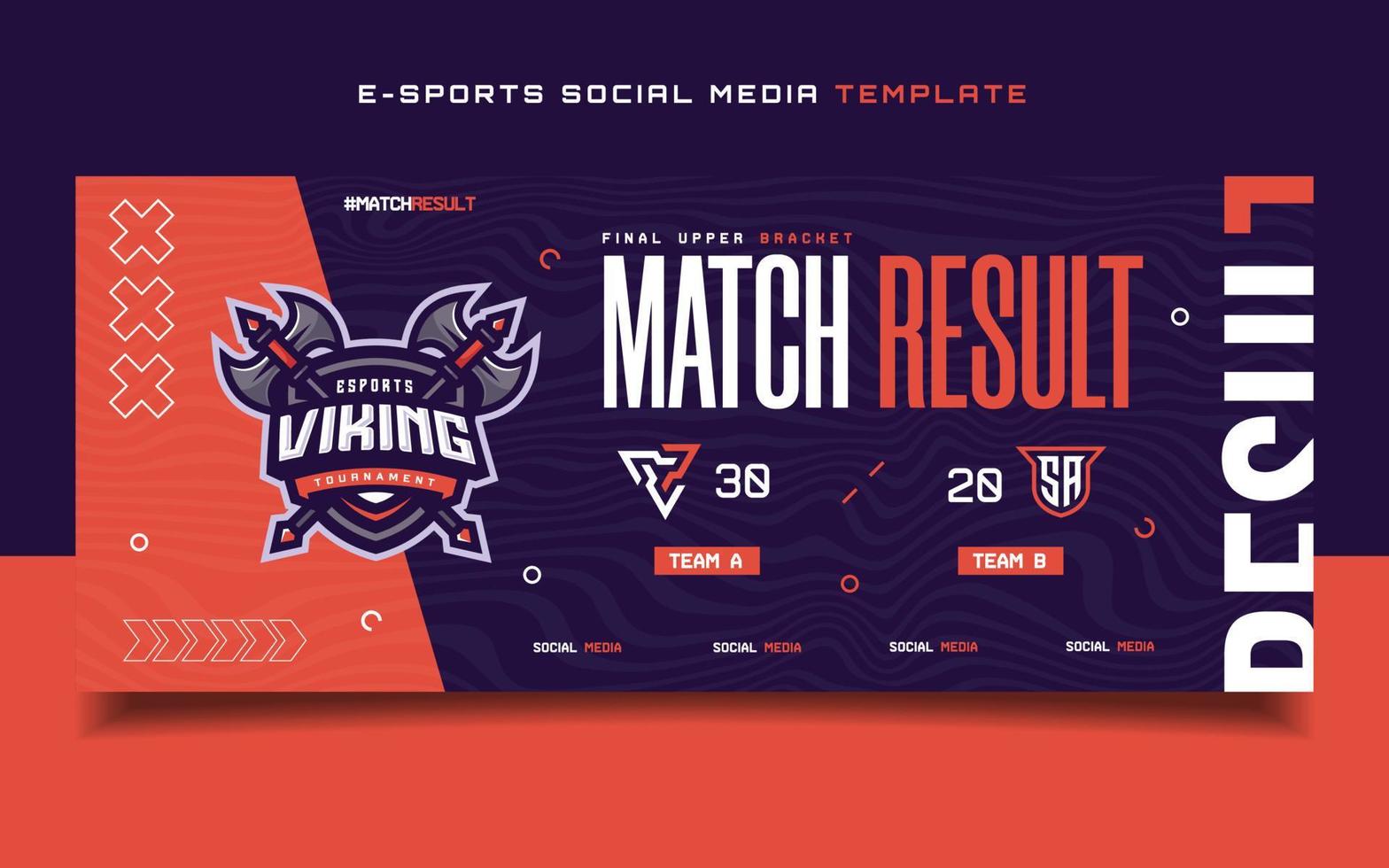 Match Result E-sports Gaming Banner Template for social media Flyer with Logo vector