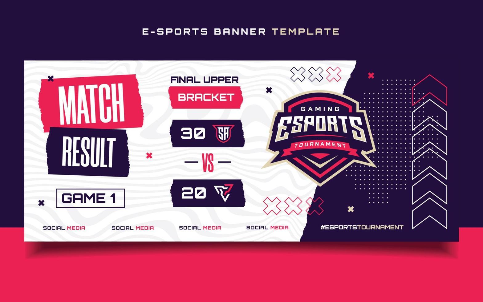 Match Result E-sports Gaming Banner Template for social media Flyer with Logo vector