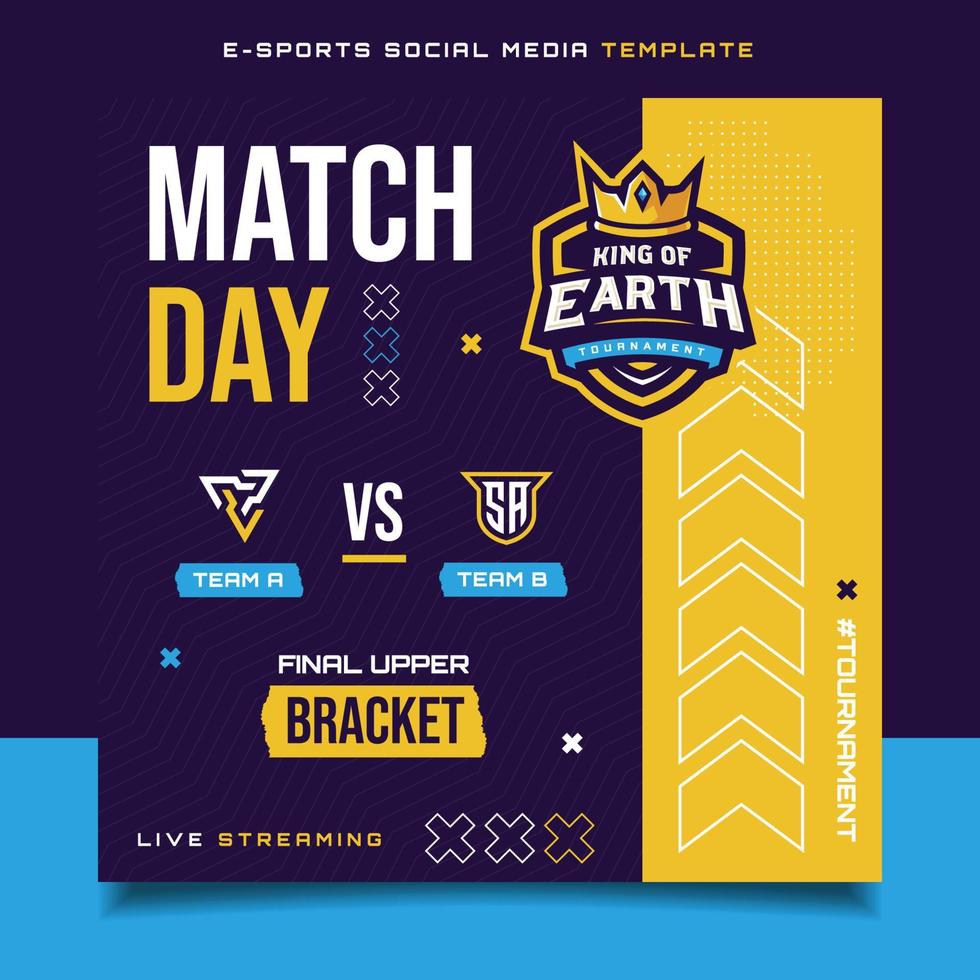 Match Day E-sports Gaming Banner Template for social media Flyer with Logo vector