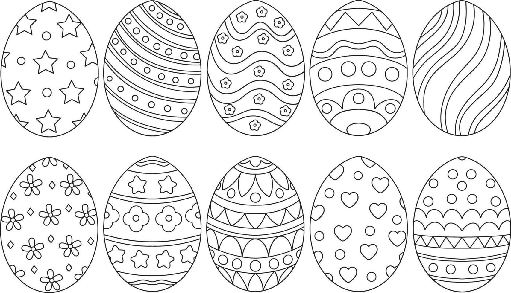 conjunto de contorno de huevo de pascua vector