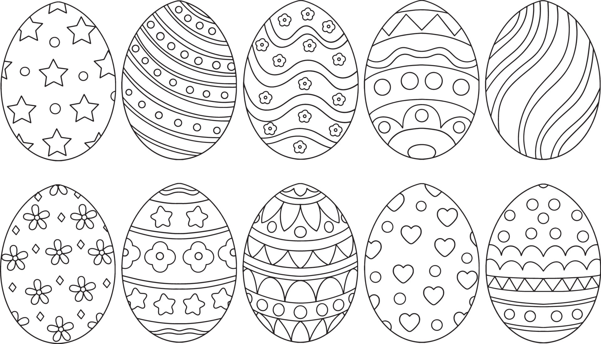 Easter Egg Outline Set 17198937 Vector Art at Vecteezy