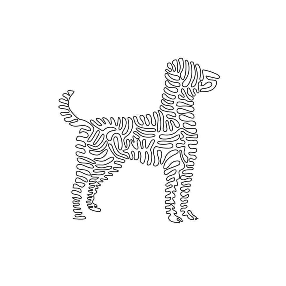 curva continua dibujo de una línea de arte abstracto de perro lindo en círculo. ilustración de vector de trazo editable de una sola línea de animal doméstico amigable para logotipo, decoración de pared, decoración de impresión de póster