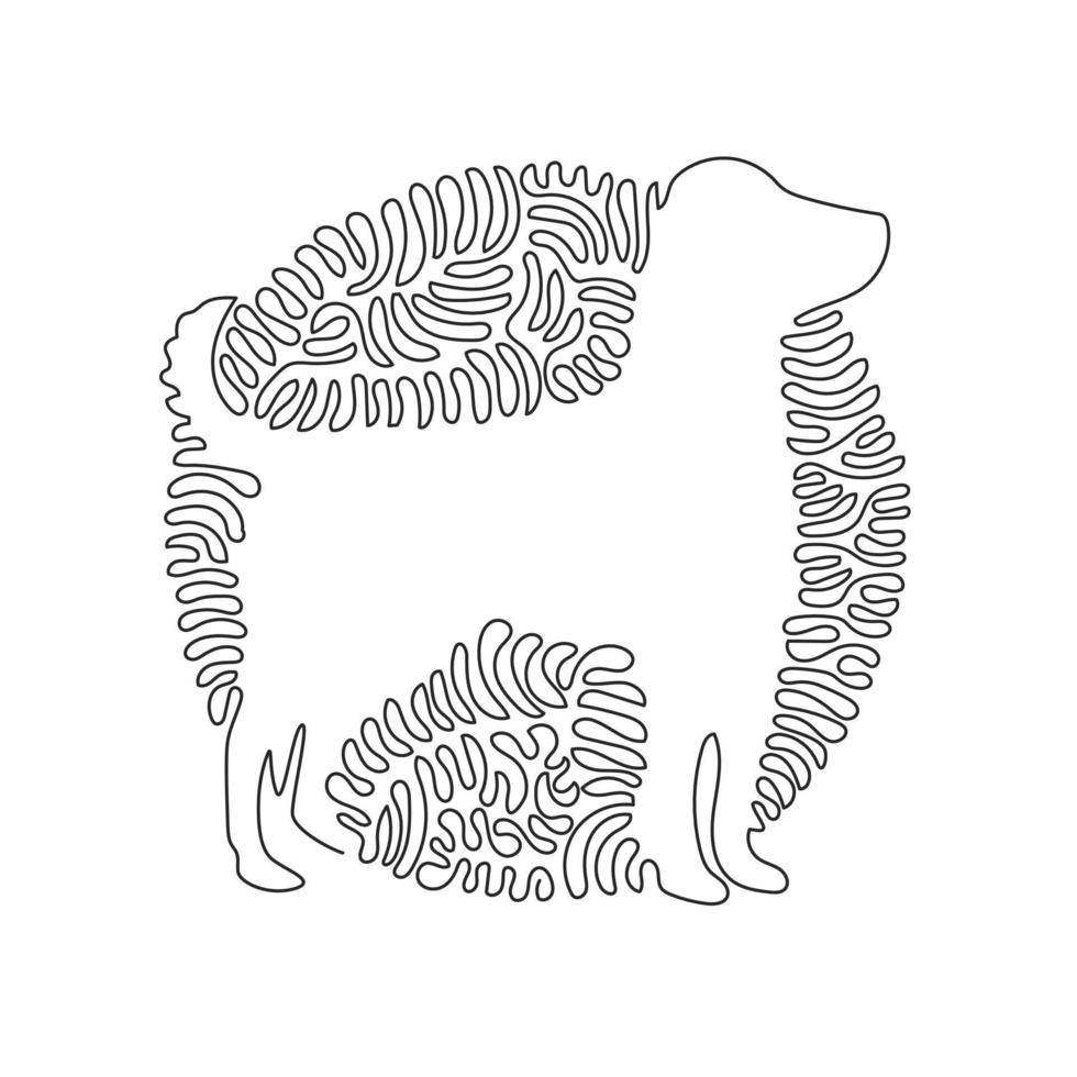 Single curly one line drawing of cute dog abstract art. Continuous line draw graphic design vector illustration of friendly domestic animal for icon, symbol, company logo, poster wall decor