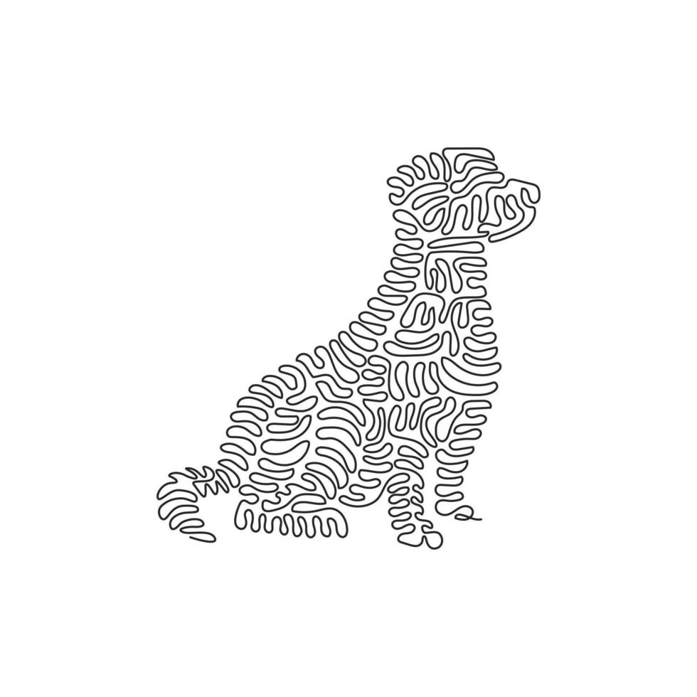 dibujo de una línea de curva continua del arte abstracto de la curva de un lindo perro sentado. ilustración de vector de trazo editable de una sola línea de animal doméstico amigable para logotipo, decoración de pared y decoración de impresión de póster