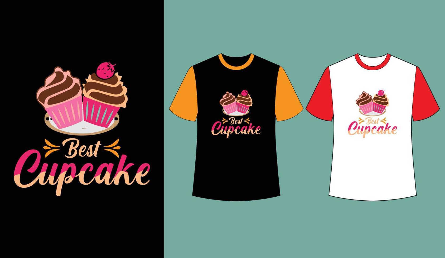 mejor diseño de camiseta de ilustración de vector de cupcake