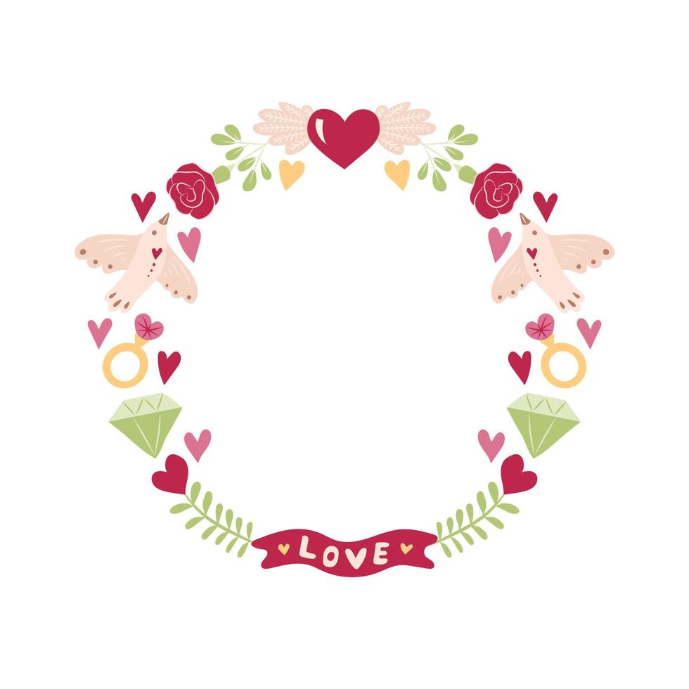 marco redondo de san valentín y amor. tarjeta del día de san valentín. ilustración vectorial vector