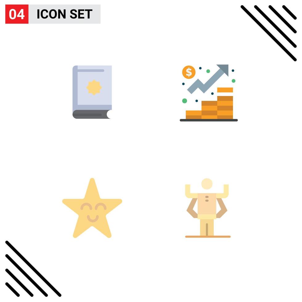 4 Universal Flat Icons Set for Web and Mobile Applications quran marketing ramadhan finance face Editable Vector Design Elements