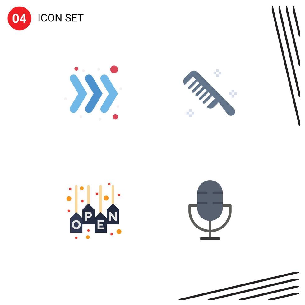 Set of 4 Modern UI Icons Symbols Signs for arrow shop brush clean store Editable Vector Design Elements