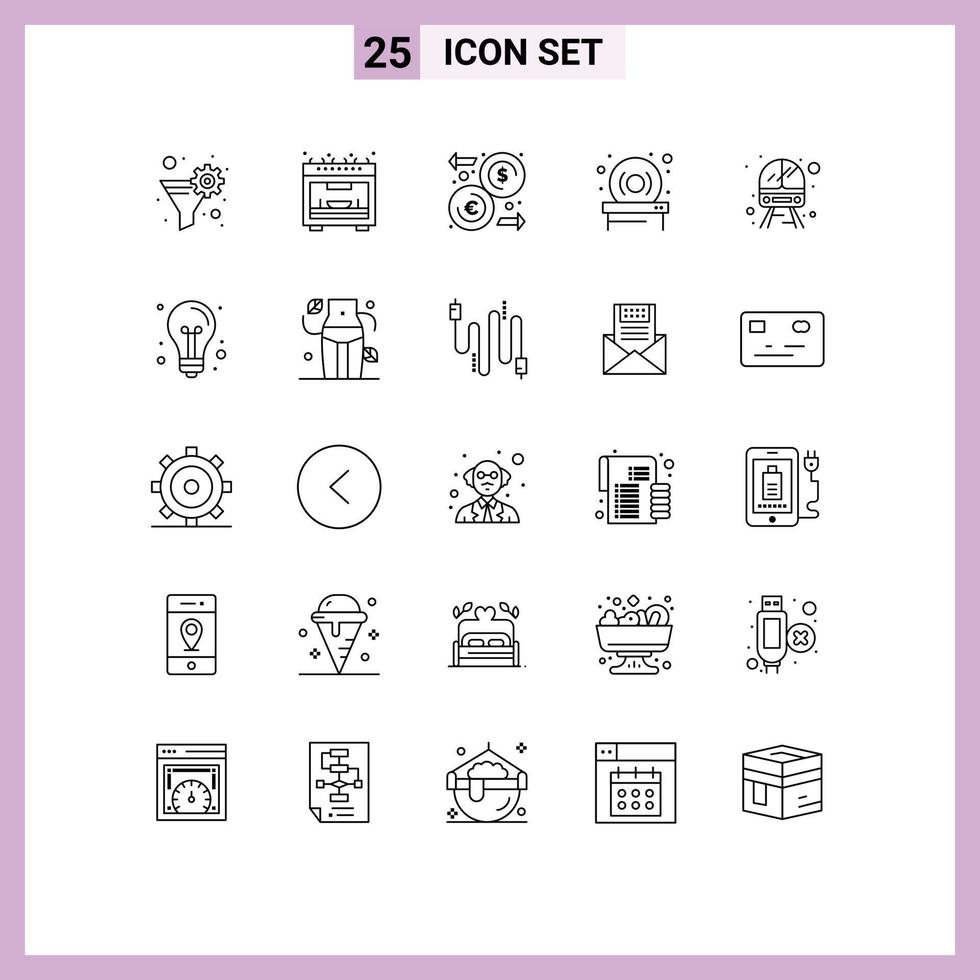 User Interface Pack of 25 Basic Lines of vehicle service euro public drive Editable Vector Design Elements