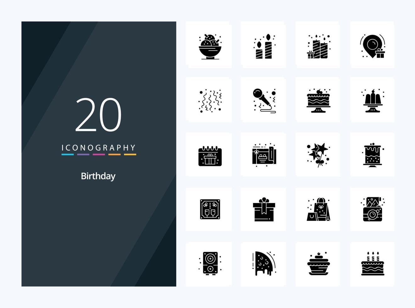 20 Birthday Solid Glyph icon for presentation vector