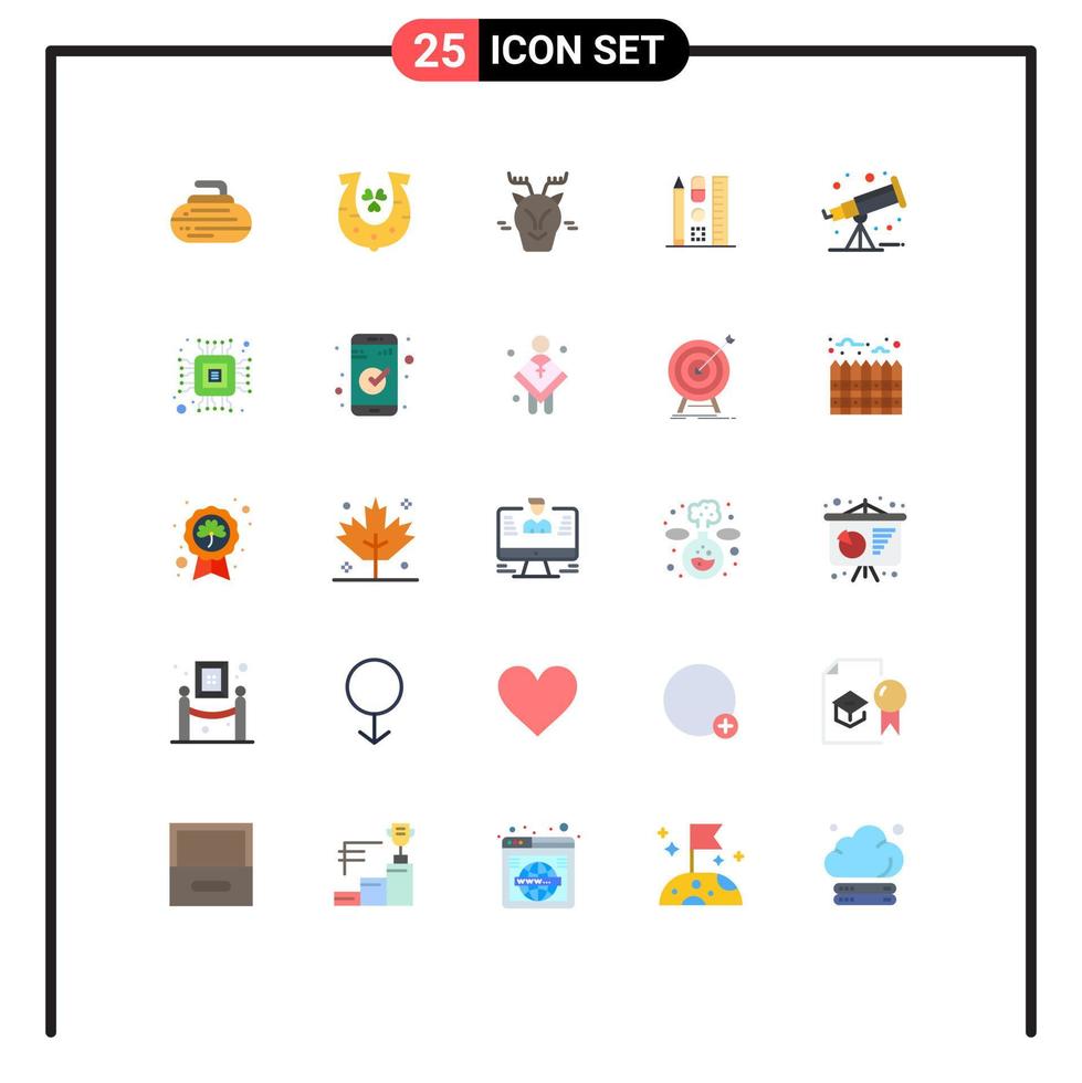 25 Universal Flat Color Signs Symbols of space online alpine education pen Editable Vector Design Elements