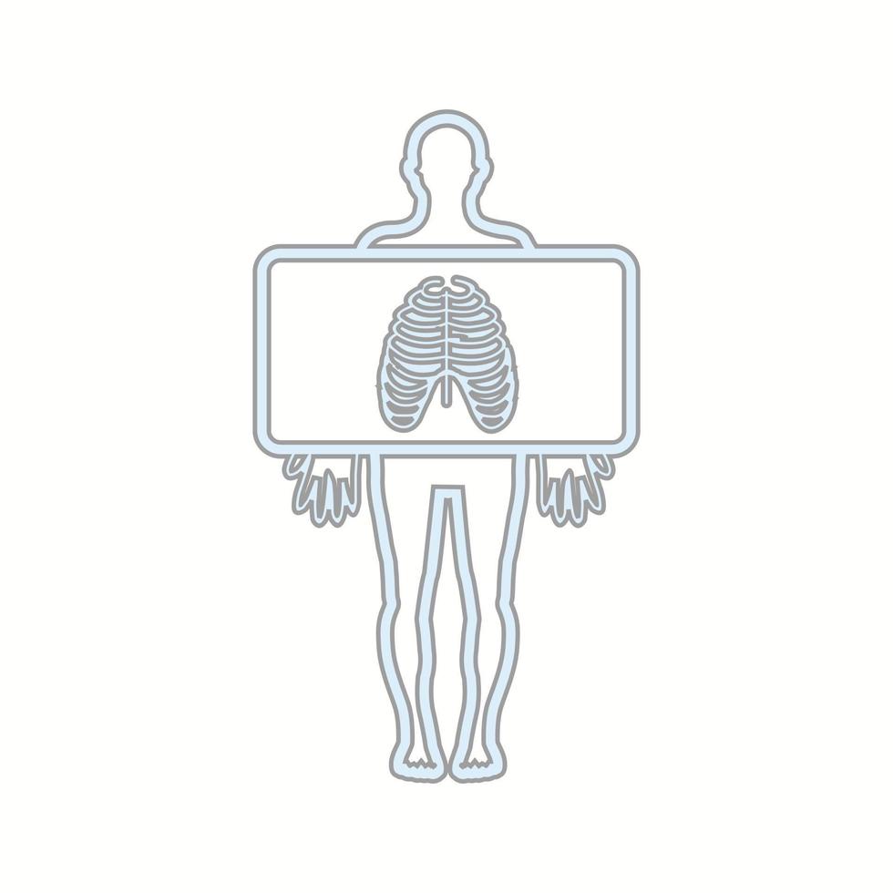 Chest X ray vector line icon