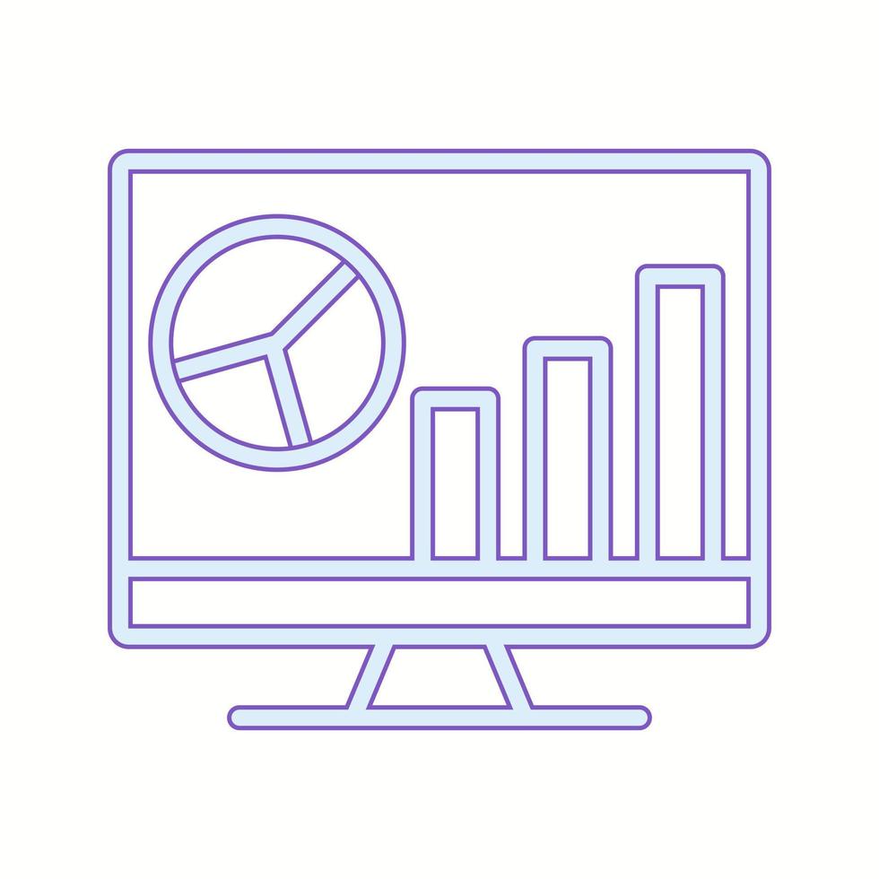 Beautiful Graph on computer vector line icon