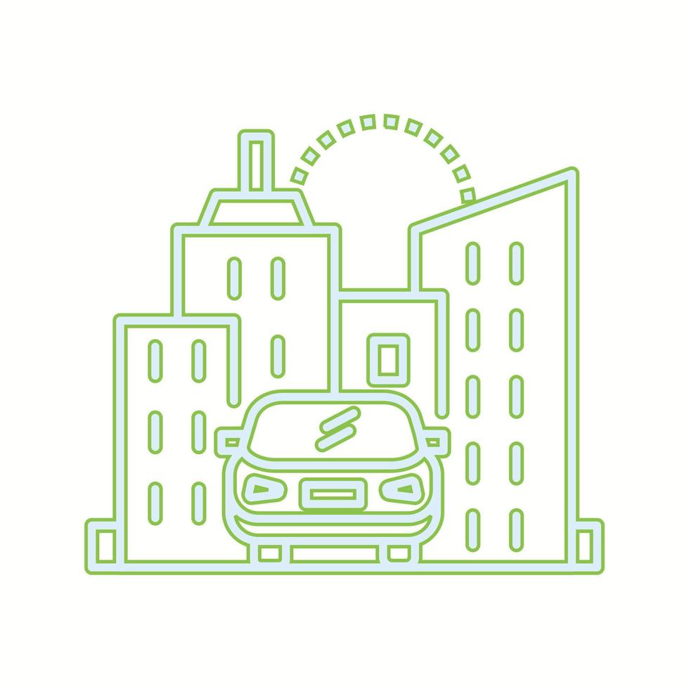 Beautiful Car in city Vector line icon