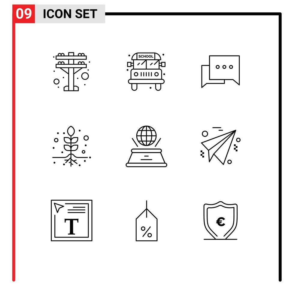 9 Creative Icons Modern Signs and Symbols of plane presentation comment imagination world Editable Vector Design Elements