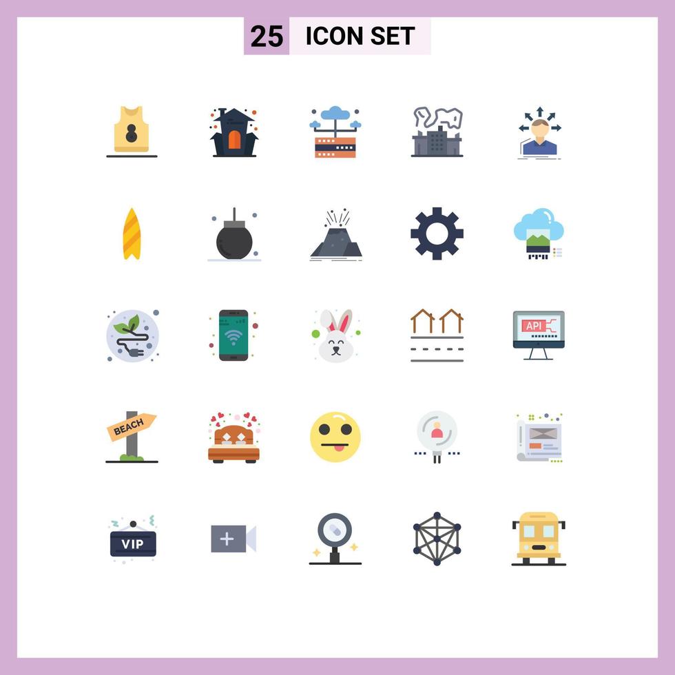 25 iconos creativos, signos y símbolos modernos de conversión, casa nuclear, industria de vacaciones, servidor, elementos de diseño vectorial editables vector