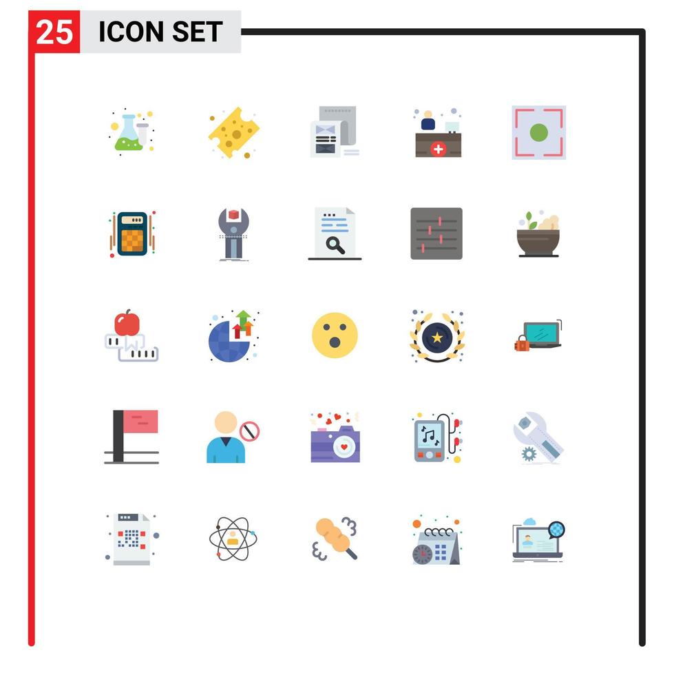 Pictogram Set of 25 Simple Flat Colors of frame medical document hospital receptionist attachment Editable Vector Design Elements
