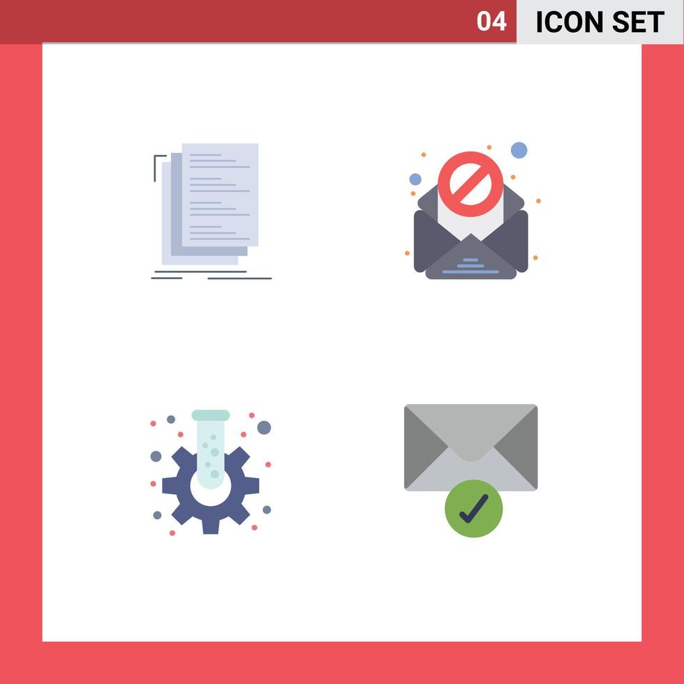 Group of 4 Flat Icons Signs and Symbols for code flask files spam tube Editable Vector Design Elements