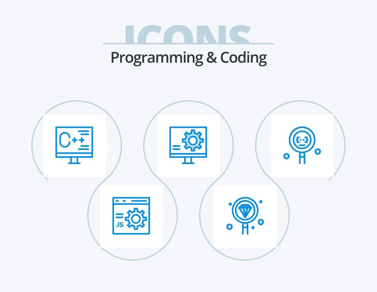 Programming And Coding Blue Icon Pack 5 Icon Design. development. coding. development. fix. development vector