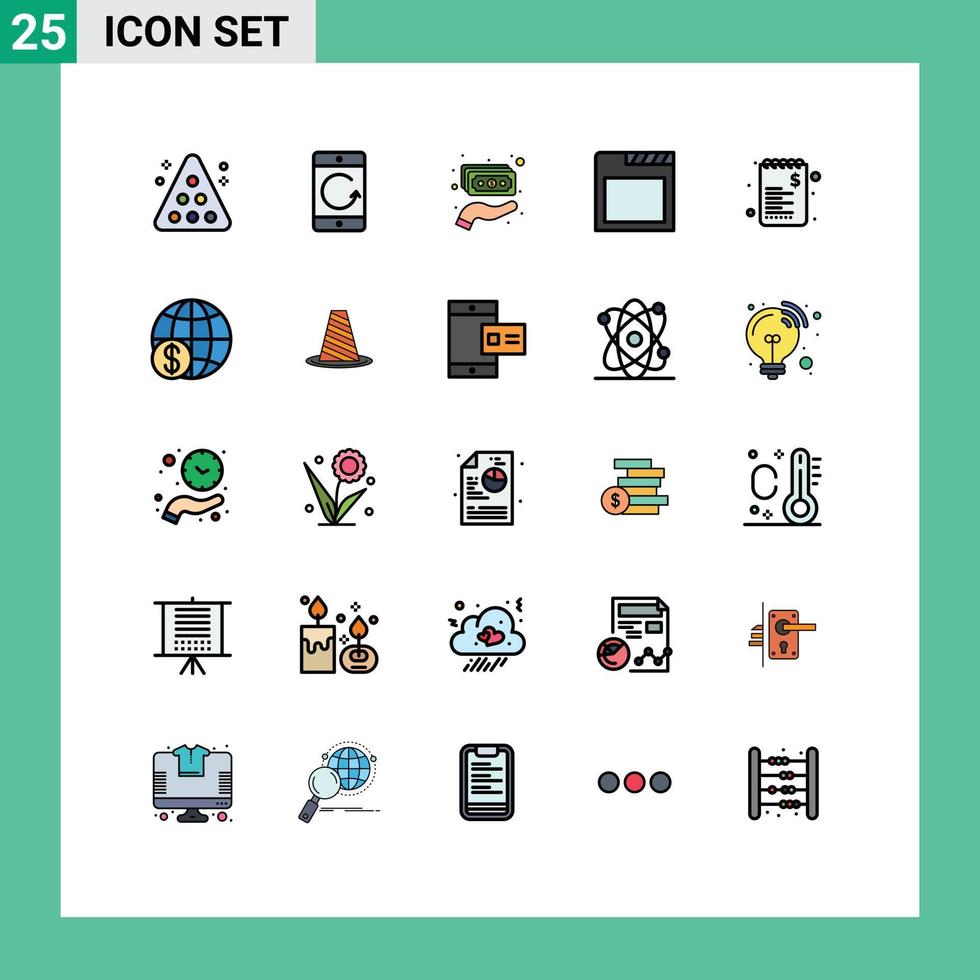 Pictogram Set of 25 Simple Filled line Flat Colors of commerce browser devices app holding Editable Vector Design Elements