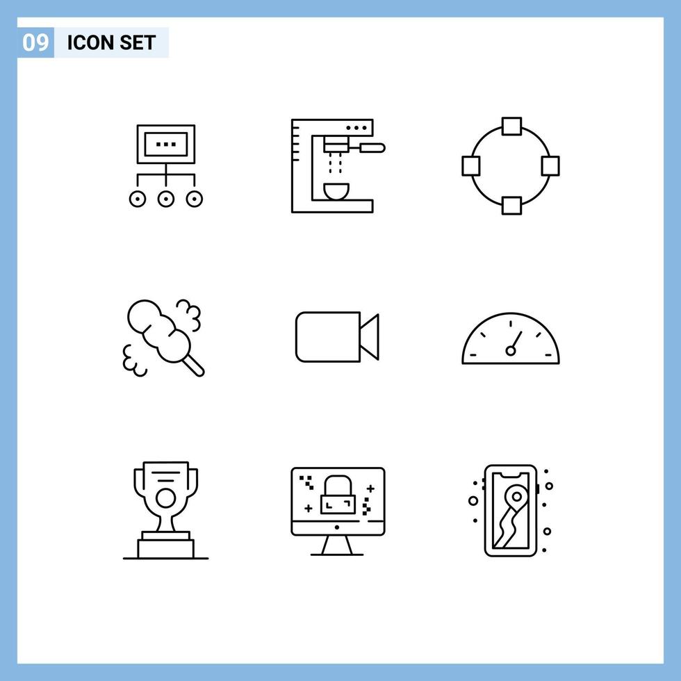 Universal Icon Symbols Group of 9 Modern Outlines of duster points cooking path machine Editable Vector Design Elements