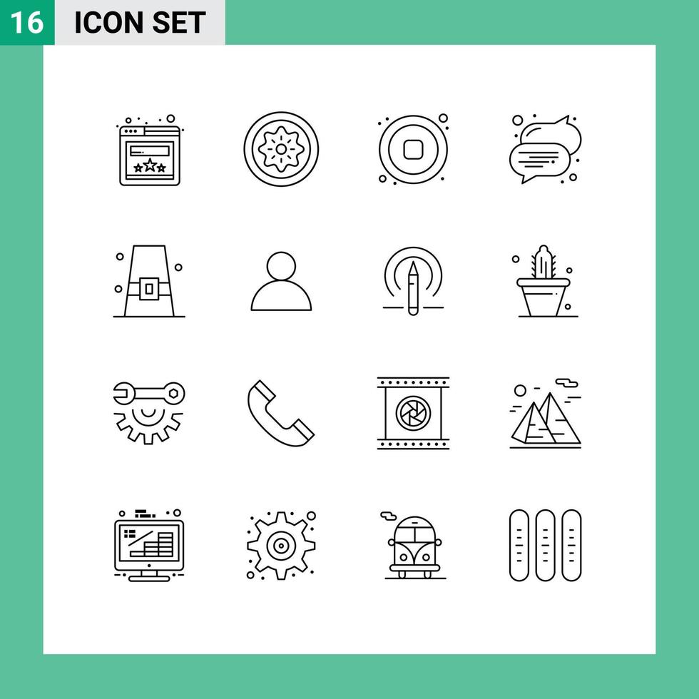 16 Outline concept for Websites Mobile and Apps cap autumn audio text bubble Editable Vector Design Elements