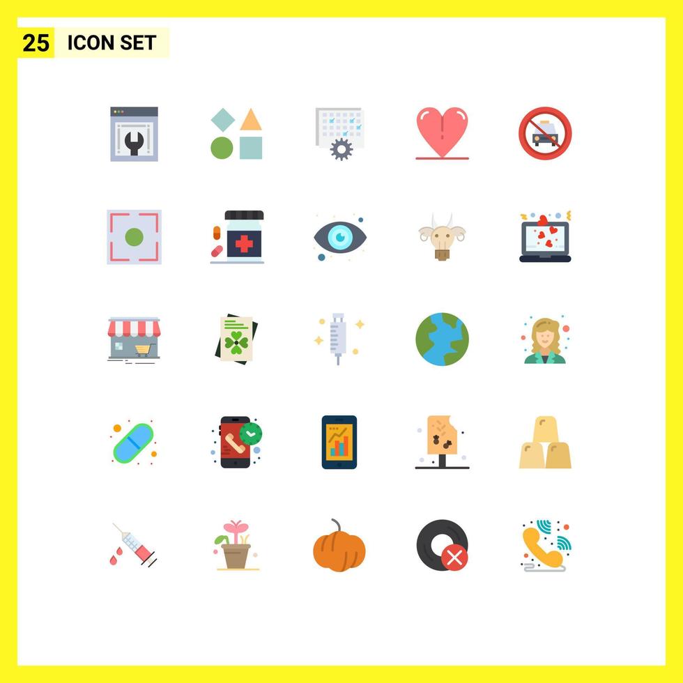 Set of 25 Vector Flat Colors on Grid for disabled spring event love timing Editable Vector Design Elements