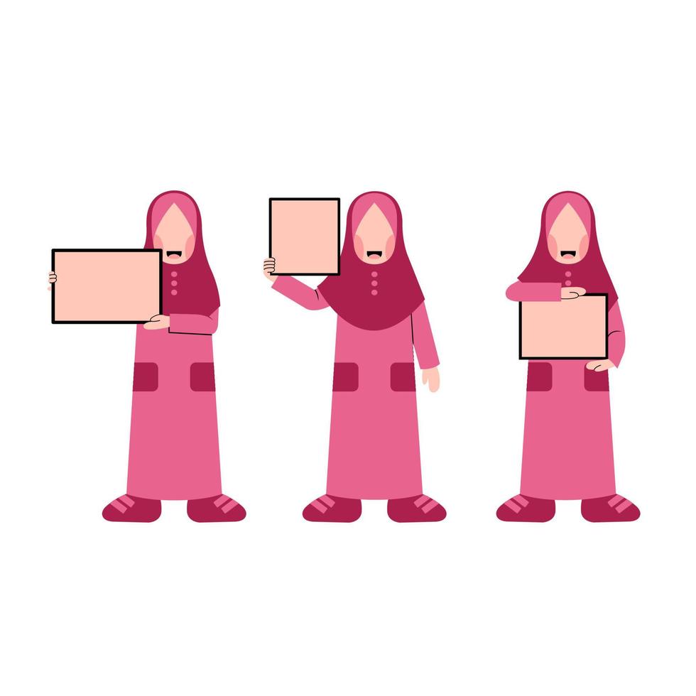 conjunto de niño hijab con tablero vacío vector