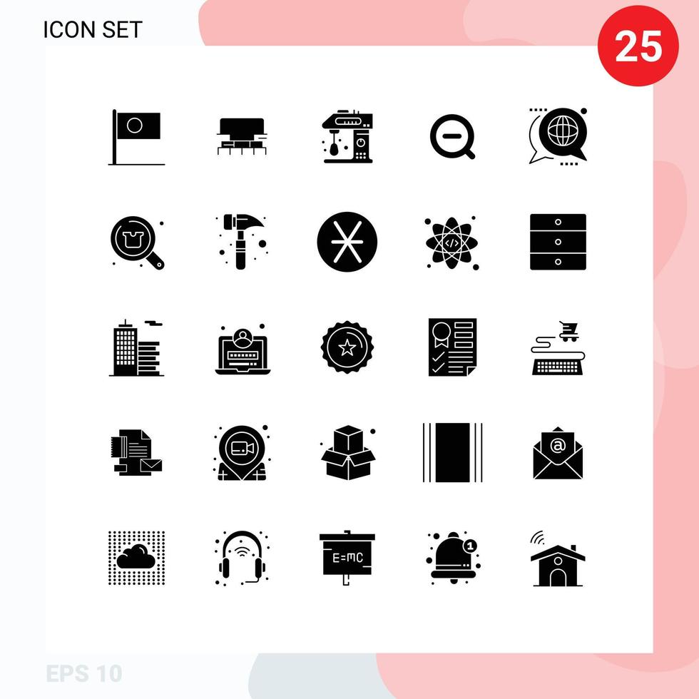 Modern Set of 25 Solid Glyphs and symbols such as remove search scale mixer cook Editable Vector Design Elements