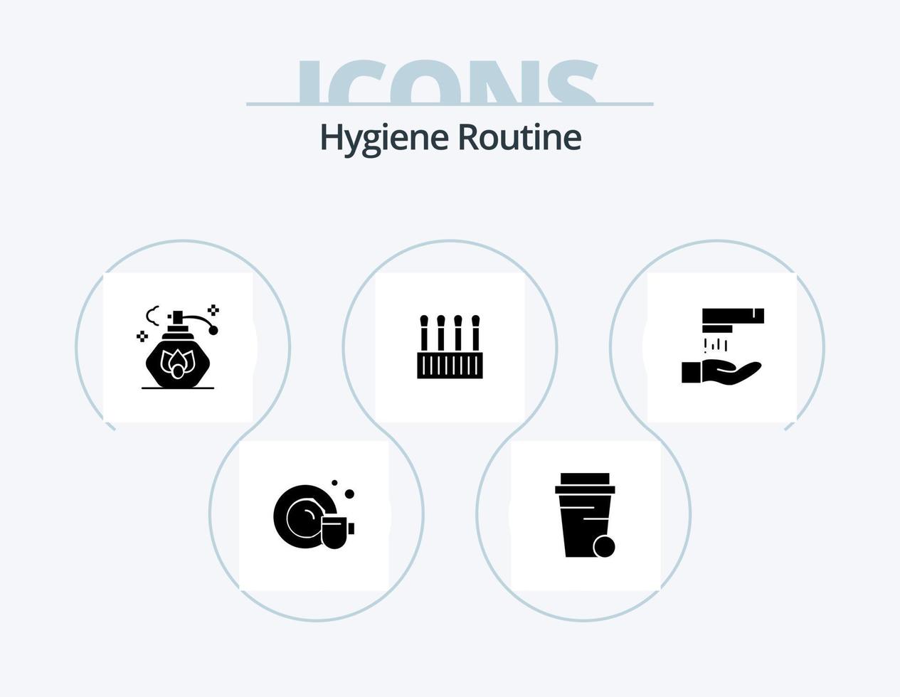 Hygiene Routine Glyph Icon Pack 5 Icon Design. . cleaning. clean. wash. cotton vector