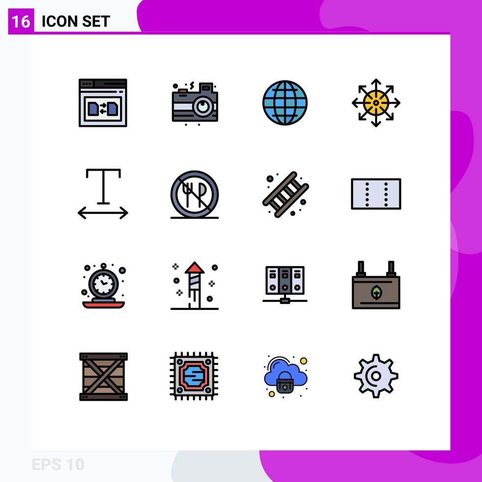 Editable Vector Line Pack of 16 Simple Flat Color Filled Lines of platform media party advertising security Editable Creative Vector Design Elements